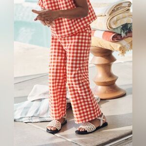 Hanna andersson red gingham wide leg pants set 140 size 10 girls